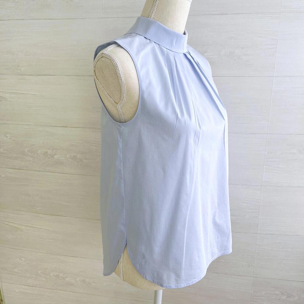 Halogen - Blue Pleated Front Button Back Sleevele… - image 5